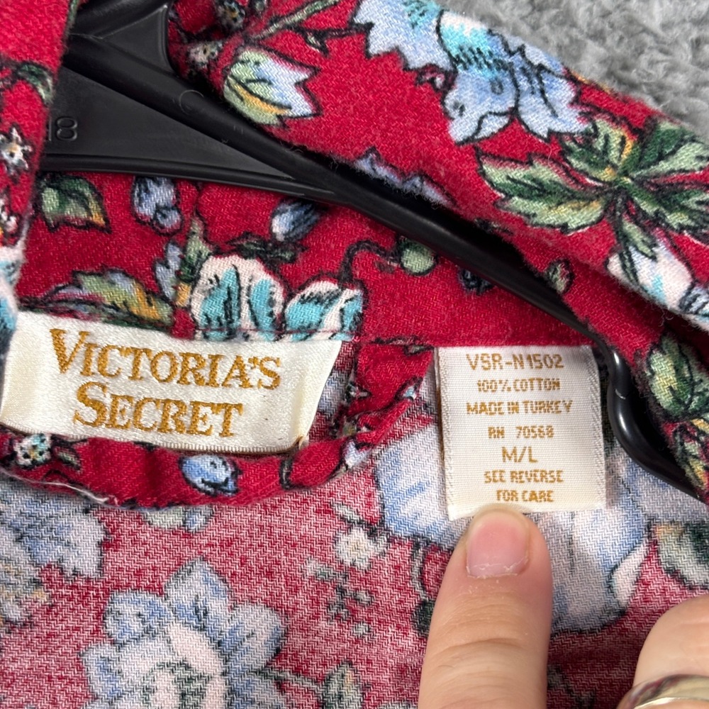 Vintage Victorias Secret Gold Label Womens Robe M/L Red Blue Floral Wrap 50in - Picture 3 of 5